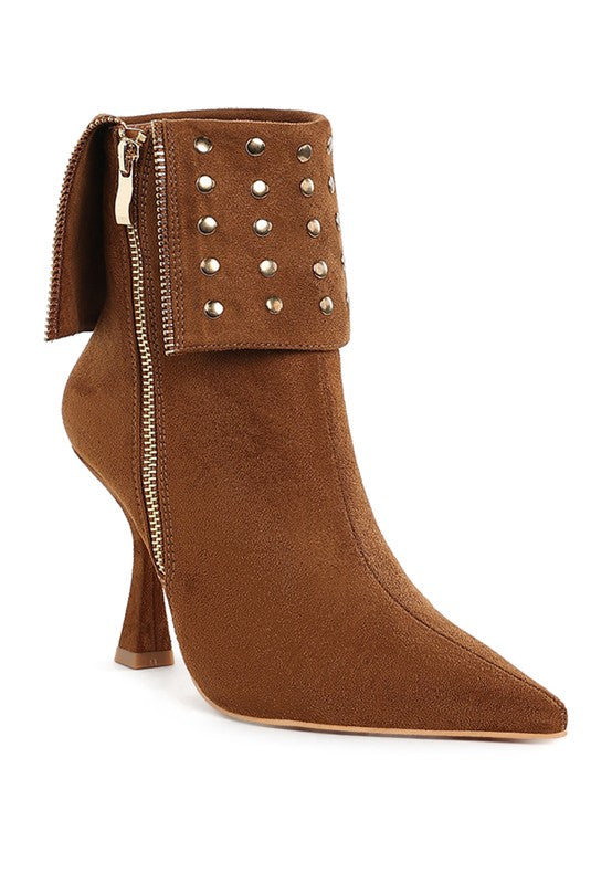 Stud Foldover Ankle Boots