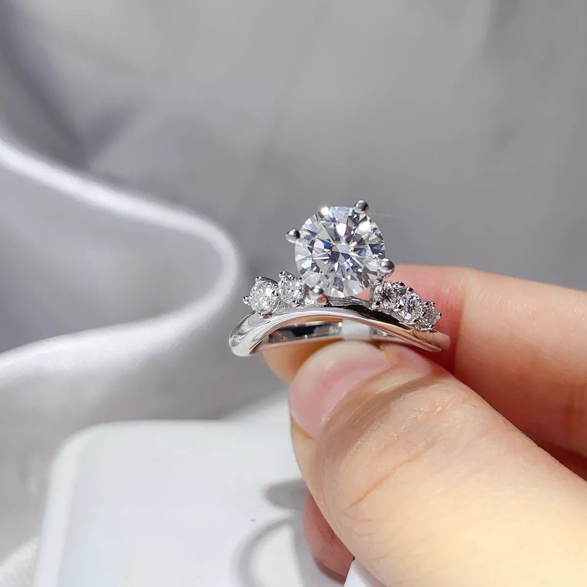2 Carat Sterling Silver Moissanite Ring in Silver - women's ring