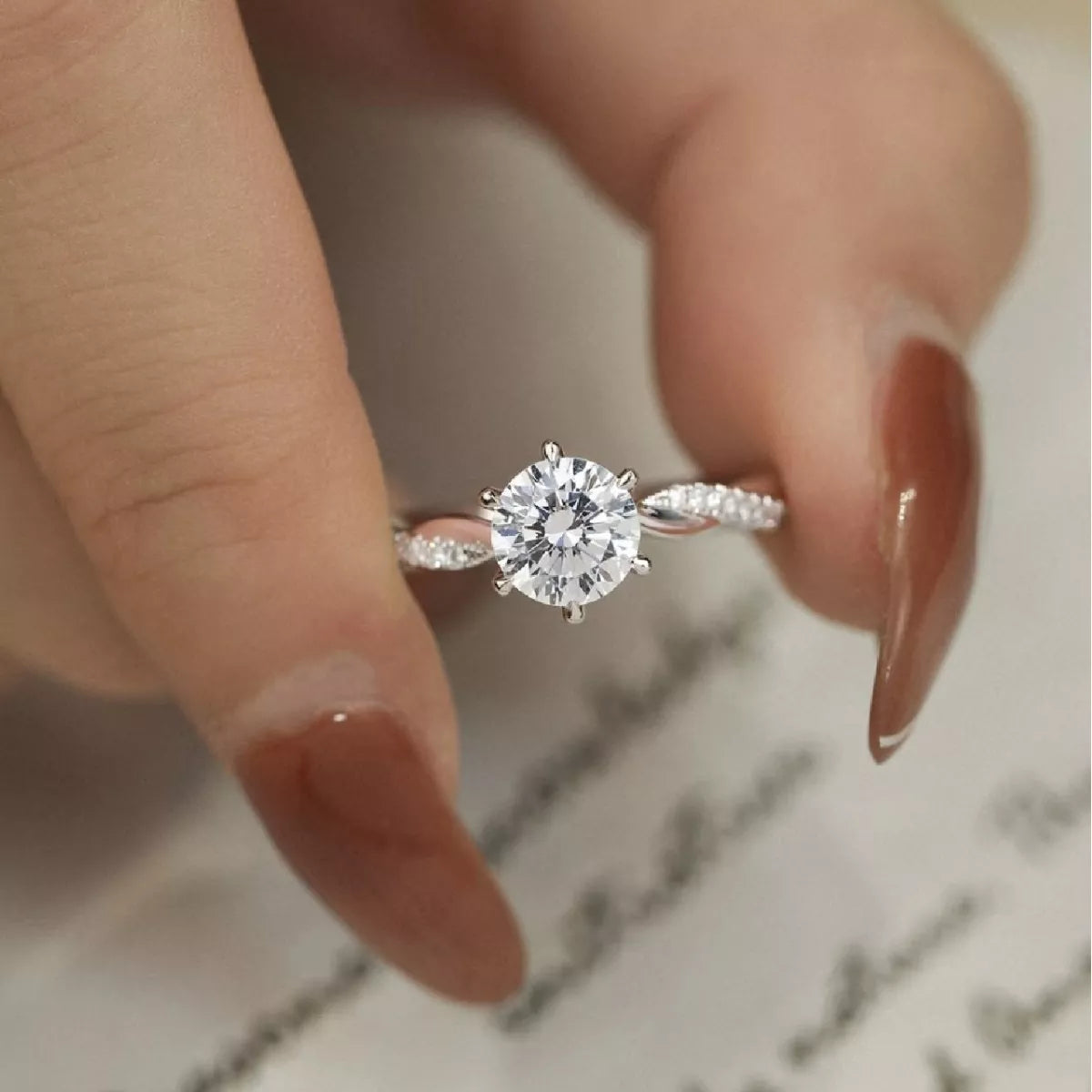 1 Carat Sterling Silver Moissanite Ring - alternate ring view