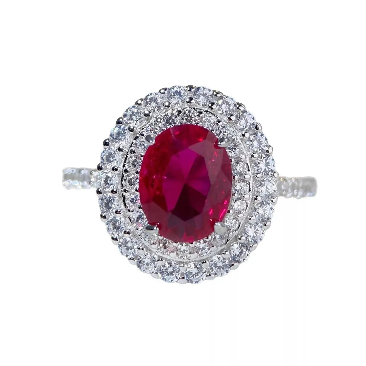 Sterling Silver Zircon Round Ring in Scarlet - women's ring