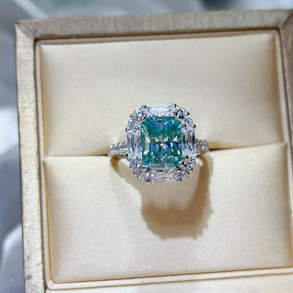 3 Carat Moissanite Sterling Silver Ring in Silver - women's ring