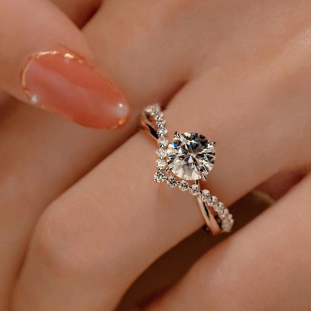 1 Carat Moissanite Sterling Silver Ring in Silver - women's ring
