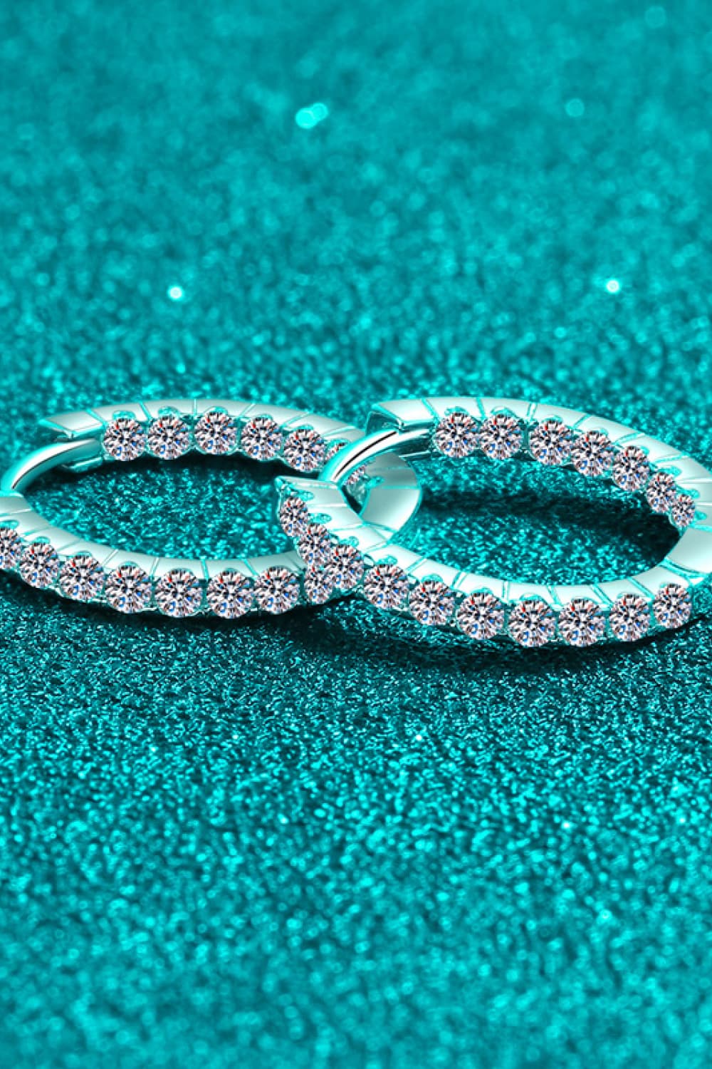 Moissanite Sterling Silver Huggie Earrings - alternate earring view