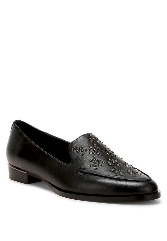 Studded Genuine Leather Loafers