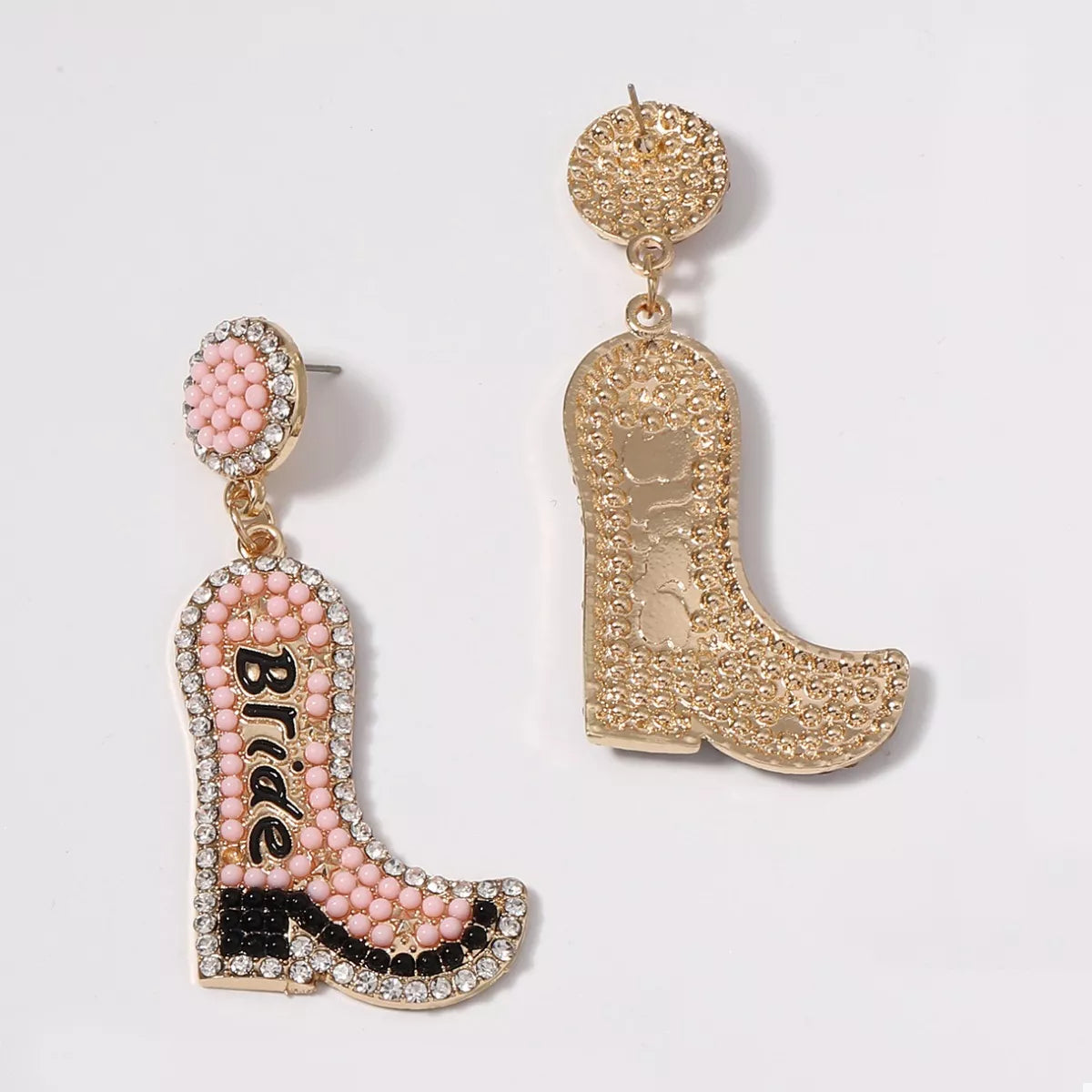 Bride Boot Dangle Earrings - alternate earring view