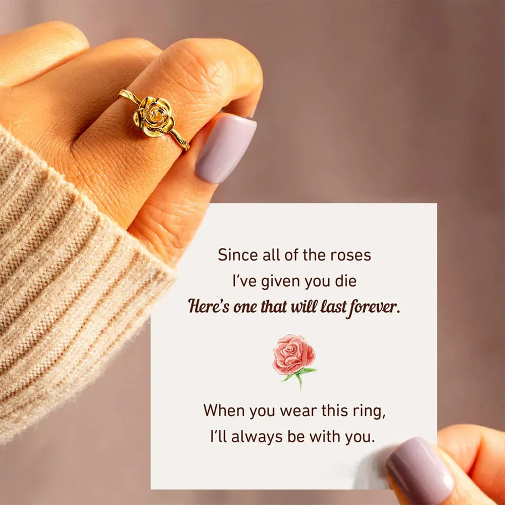 Rose Shape 18K Gold-Plated Ring - alternate ring view