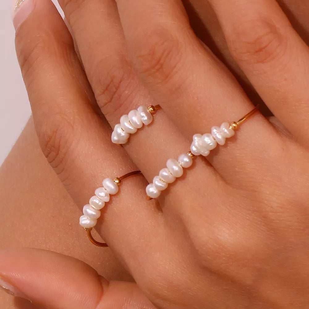 18K Gold-Plated Baroque Pearl Ring - alternate ring view