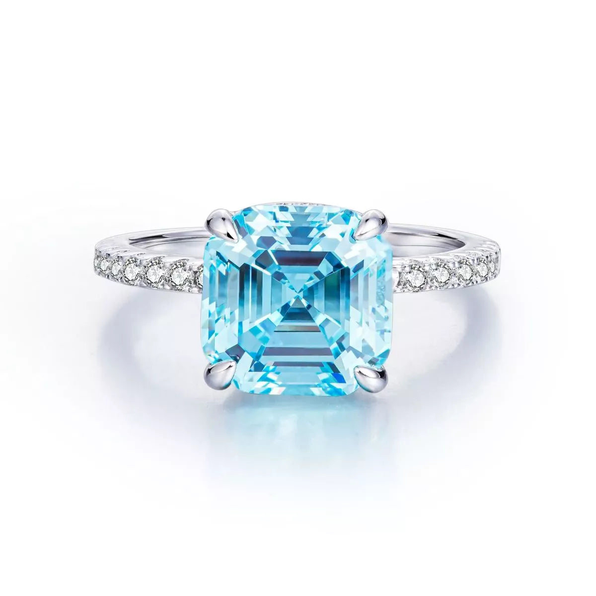 Sterling Silver Square Ring in Sky Blue - women's ring
