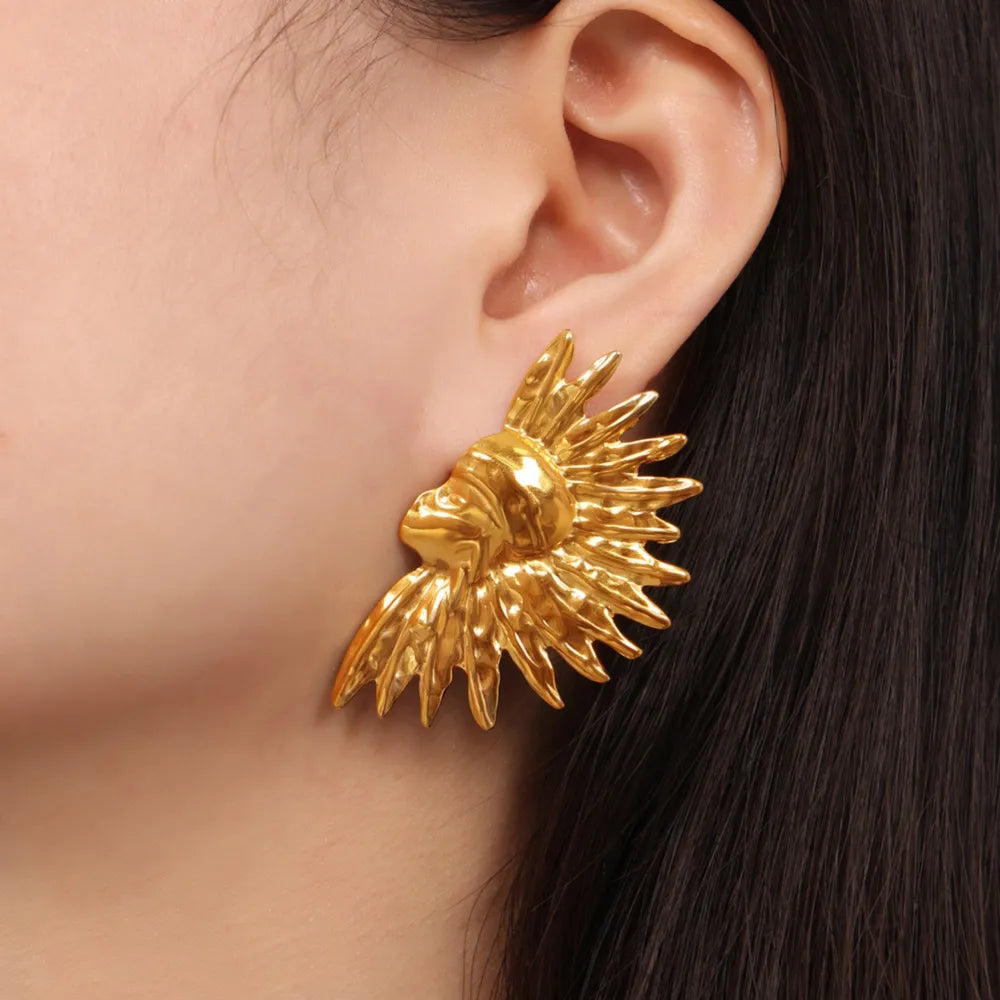 Titanium Steel Gold-Plated Earrings in Gold - women's earrings
