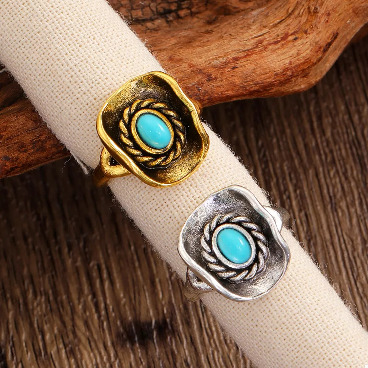 4 Piece Vintage Western Style Bull Head Rings - alternate ring view