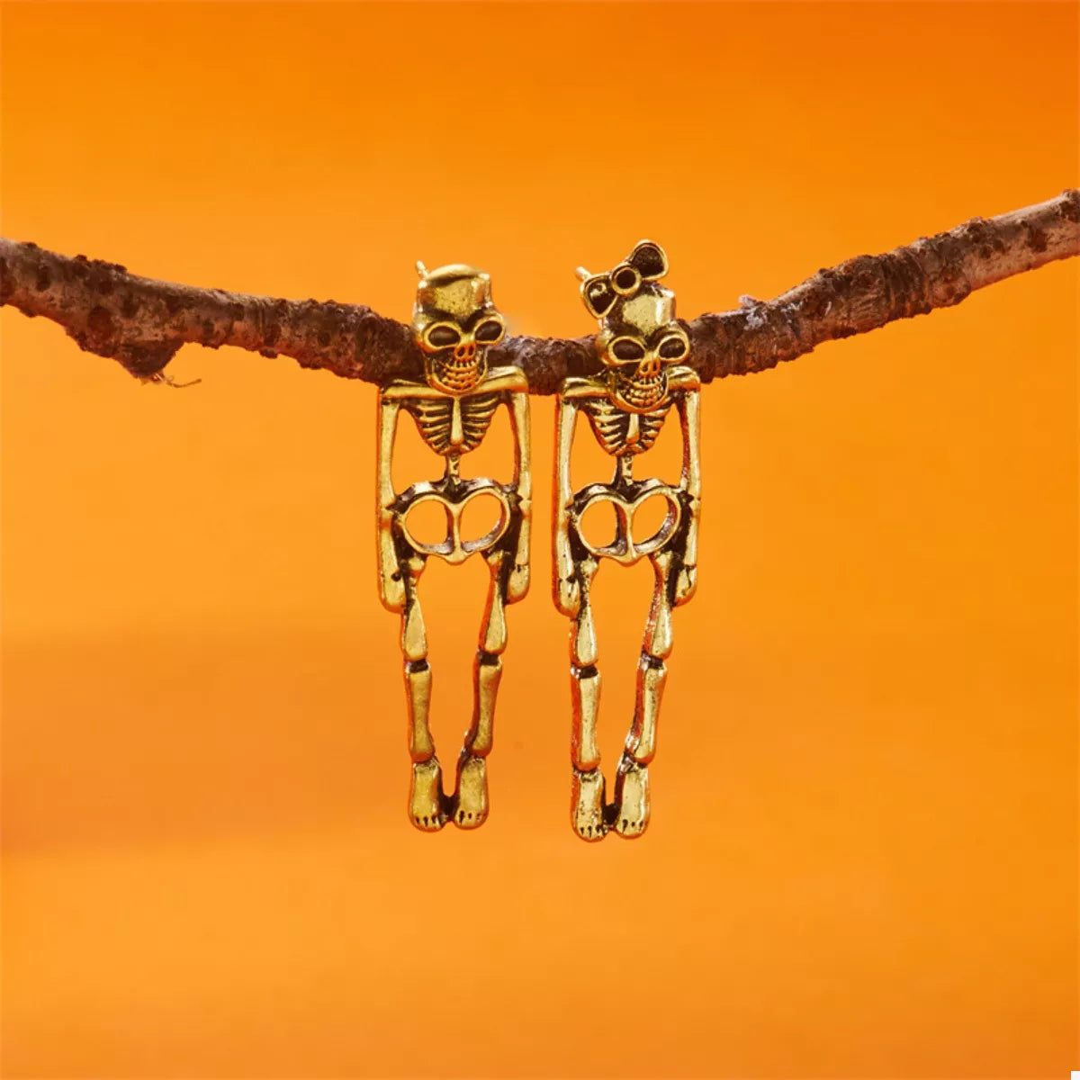 Halloween Skeleton Drop Earrings - alternate earring view