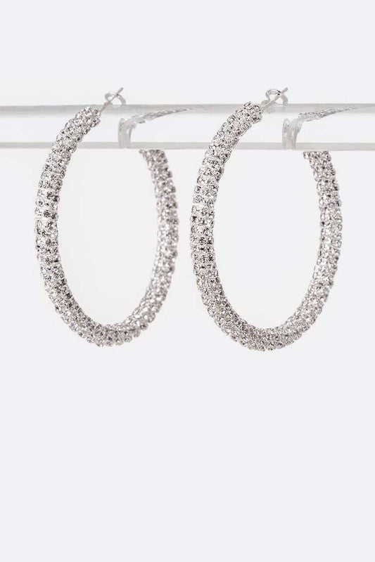 Crystal Pavé Large Hoop Earrings