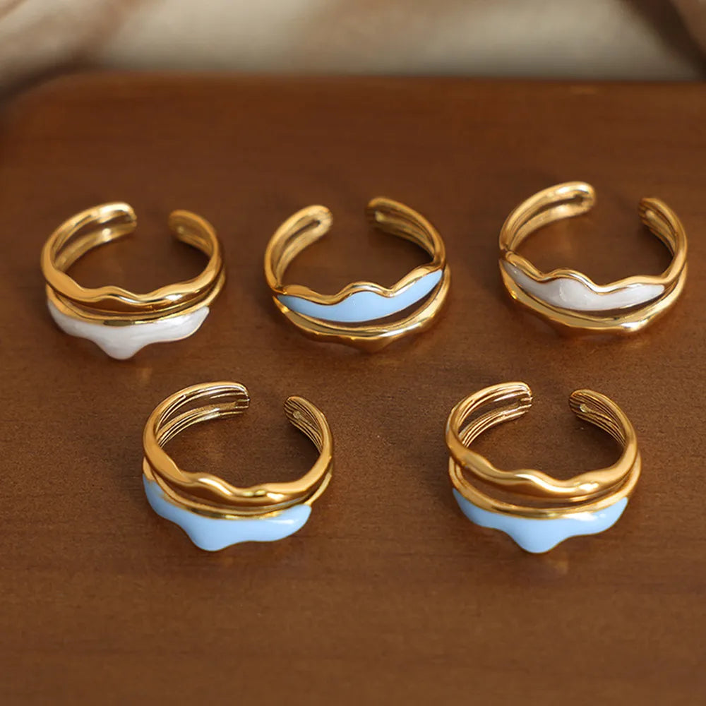 18K Gold-Plated Open Ring in White - women's open ring
