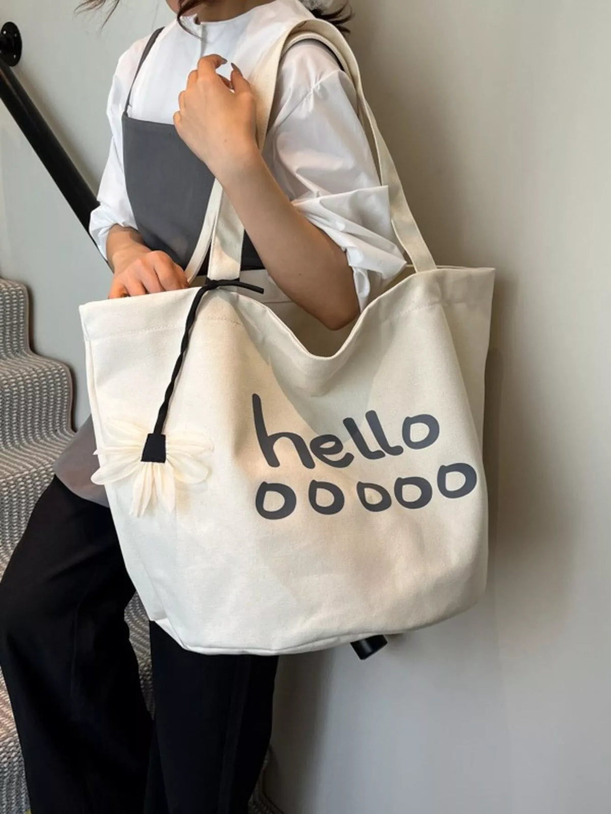 Letter Canvas Tote Bag - alternate product view
