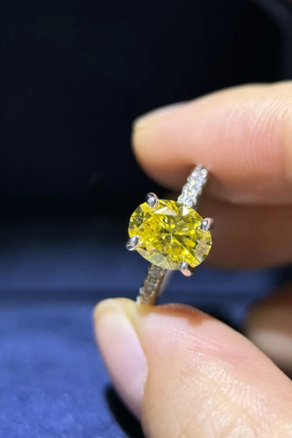 2 Carat Moissanite Sterling Silver Ring in Yellow - women's ring