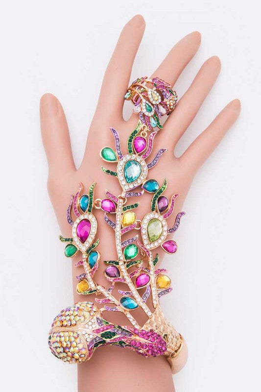 Peacock Inspired Ring Bracelet