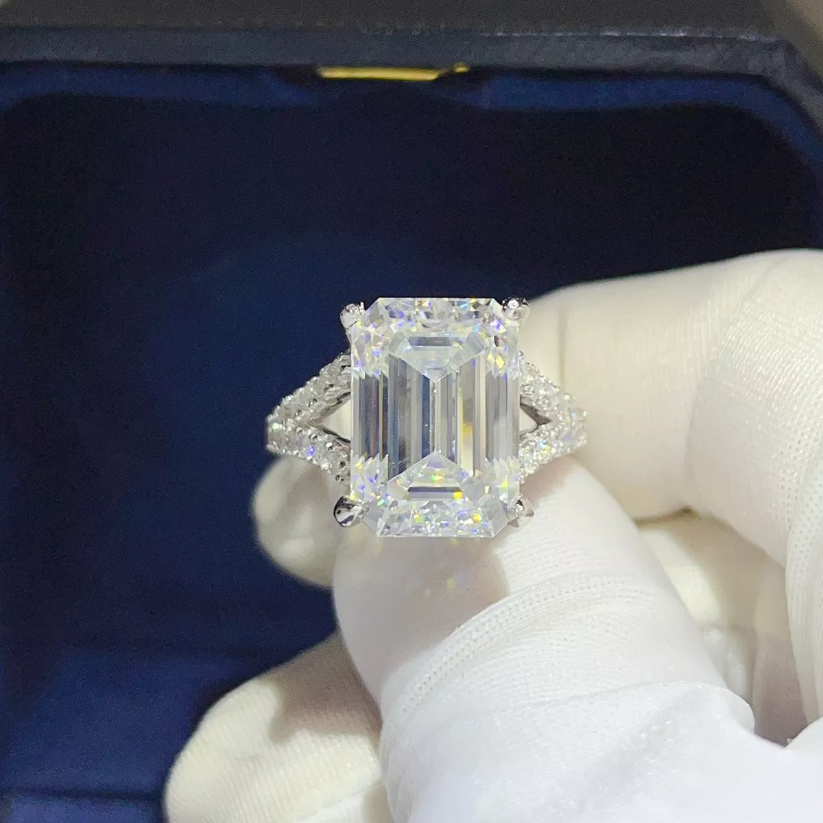 10 Carat Sterling Silver Moissanite Ring in Silver - women's ring