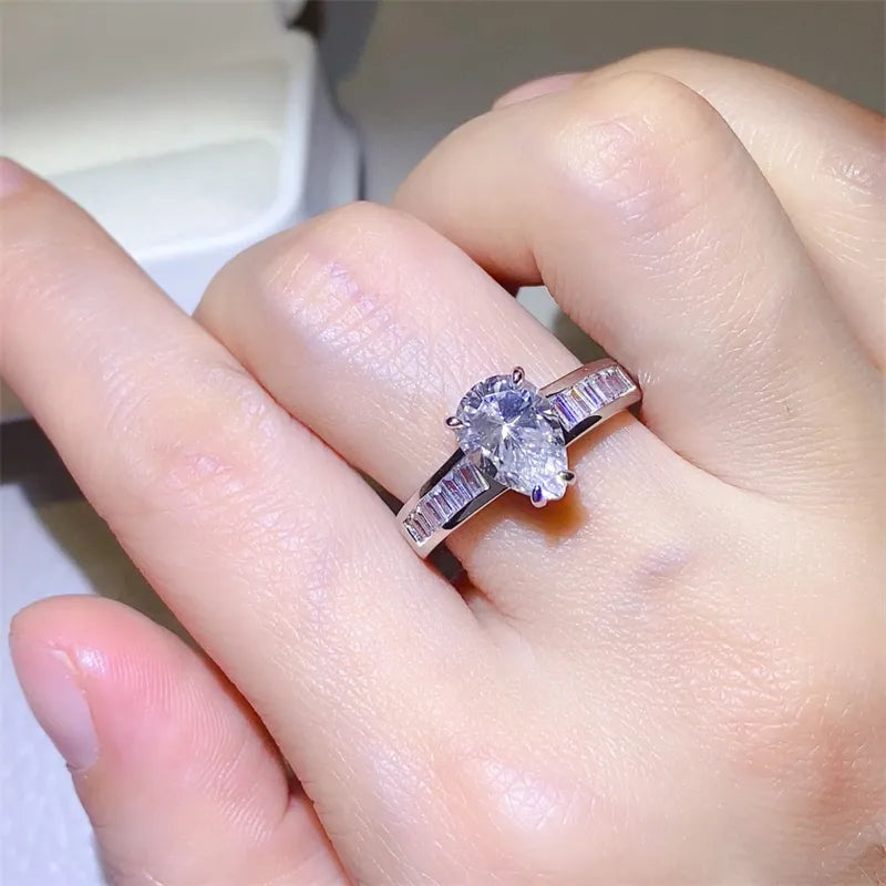 3 Carat Moissanite Sterling Silver Ring in Silver - women's ring