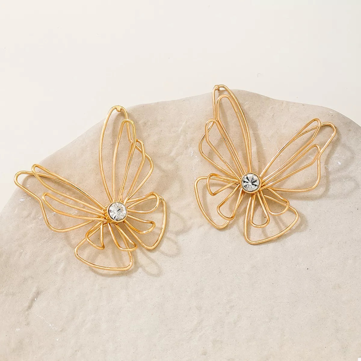 18K Gold-Plated Butterfly Earrings - alternate earring view