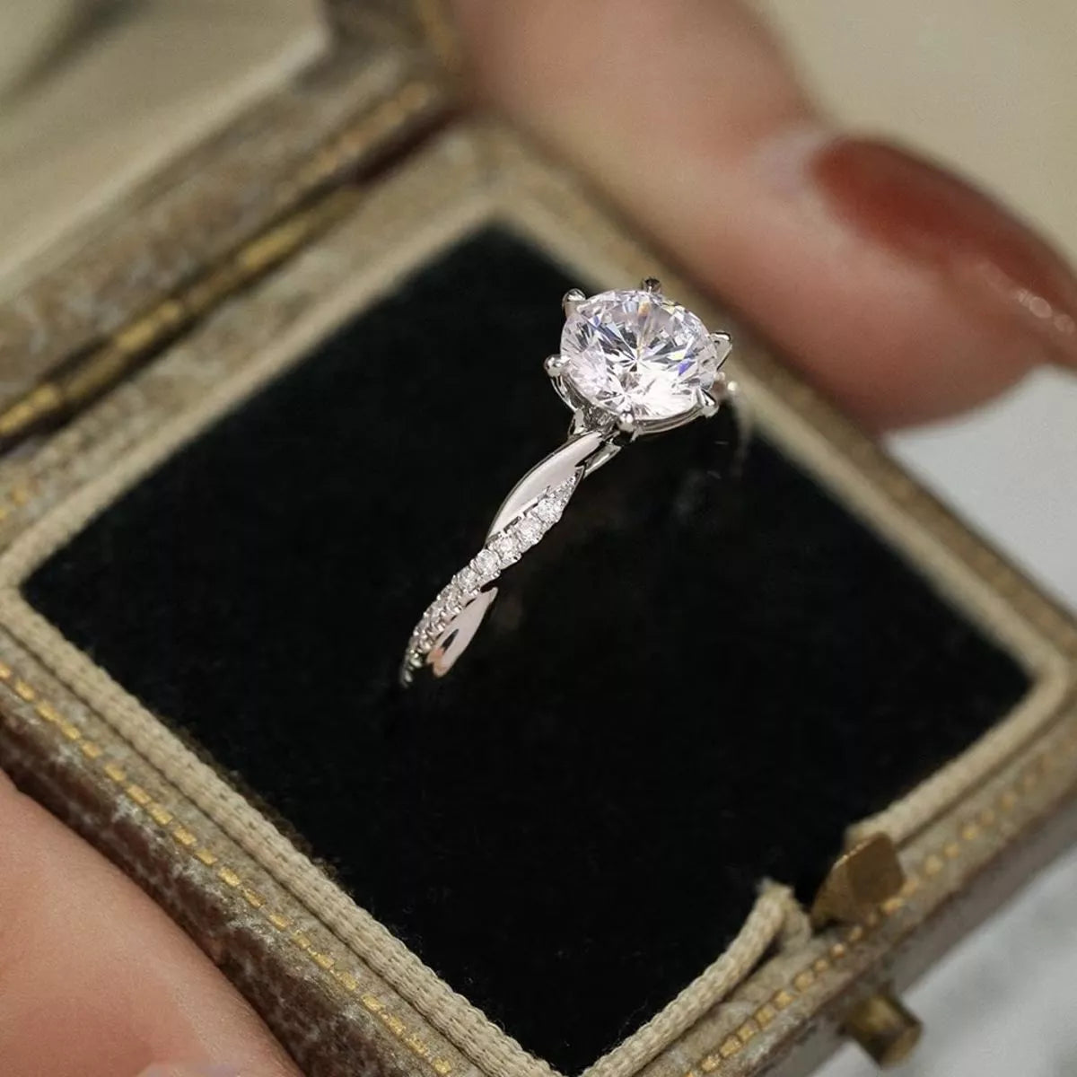 1 Carat Sterling Silver Moissanite Ring - alternate ring view