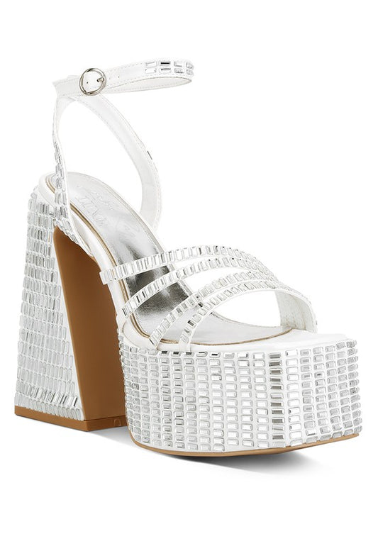 Mirror Embellished Flared Sandals
