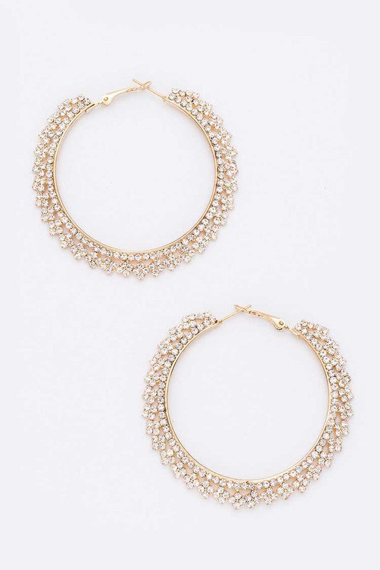Large Pavé Crystal Hoop Earrings
