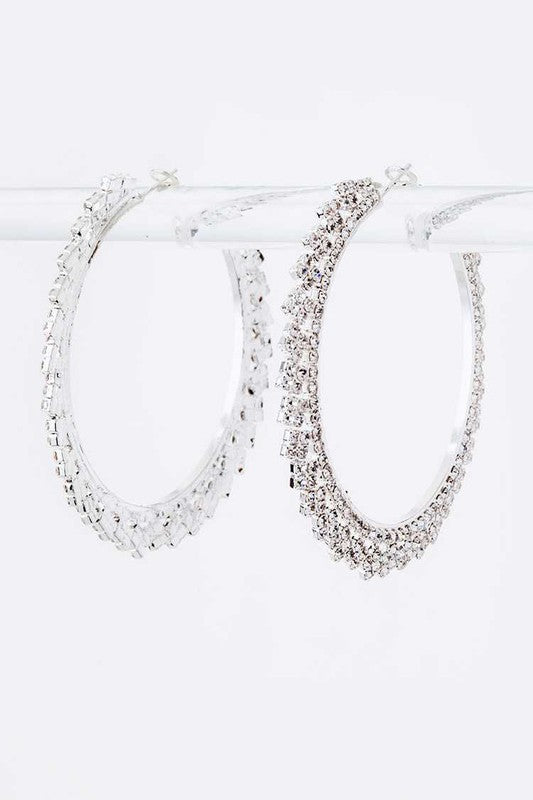 Large Pavé Crystal Hoop Earrings