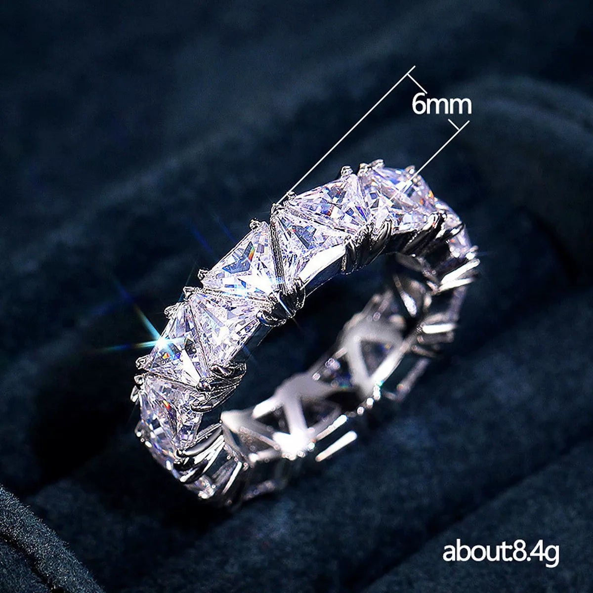 Triangle Cut Zircon Ring - alternate ring view