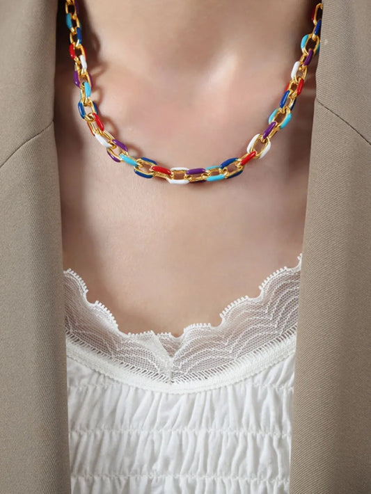 18K Gold-Plated Titanium Steel Necklace - alternate necklace view