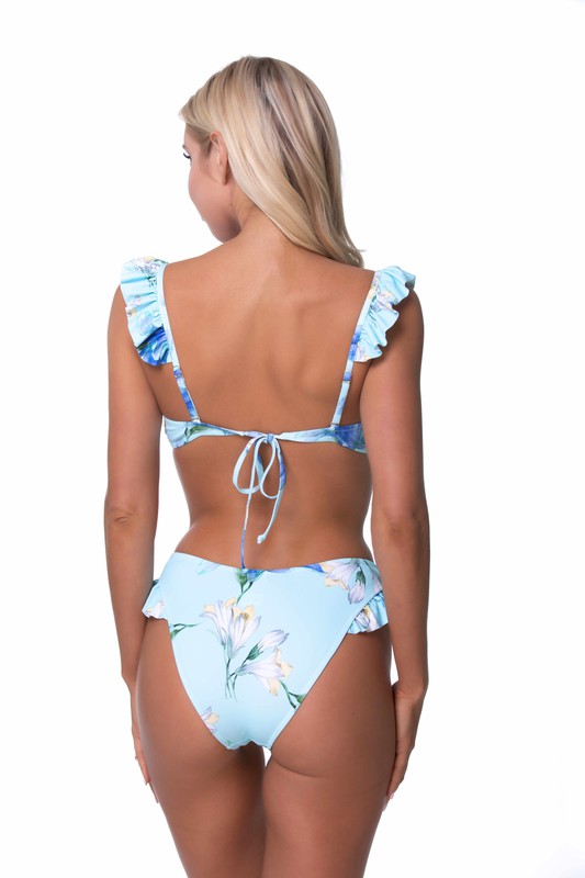 Floral-Print Ruffle Bikini Set