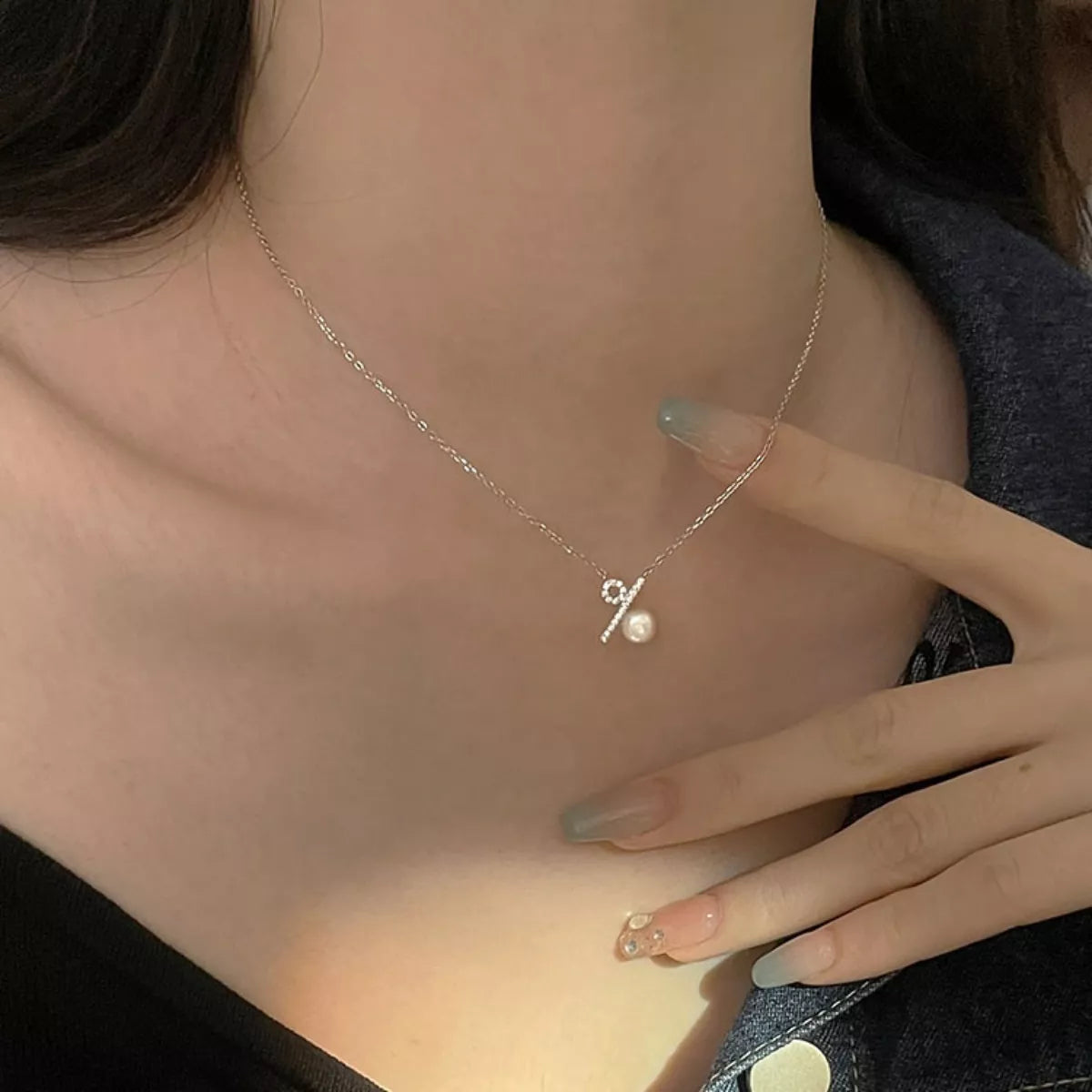 Pearl Percentage Pendant Necklace in Gold - women's pendant necklace