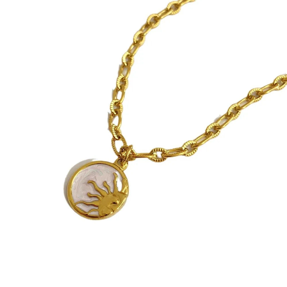 Titanium Steel Sun & Moon Necklace - alternate necklace view