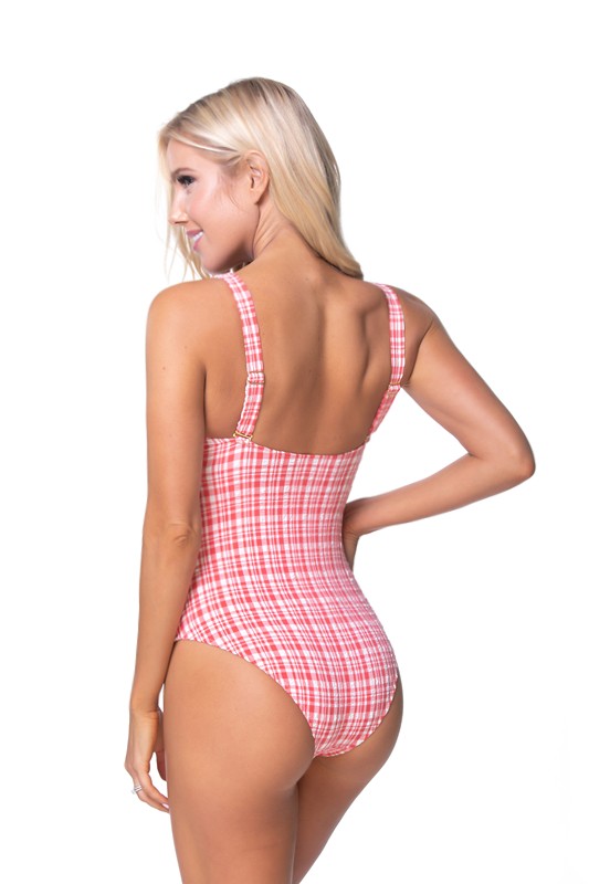 Plaid Cutout One Piece