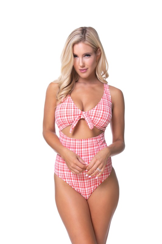 Plaid Cutout One Piece