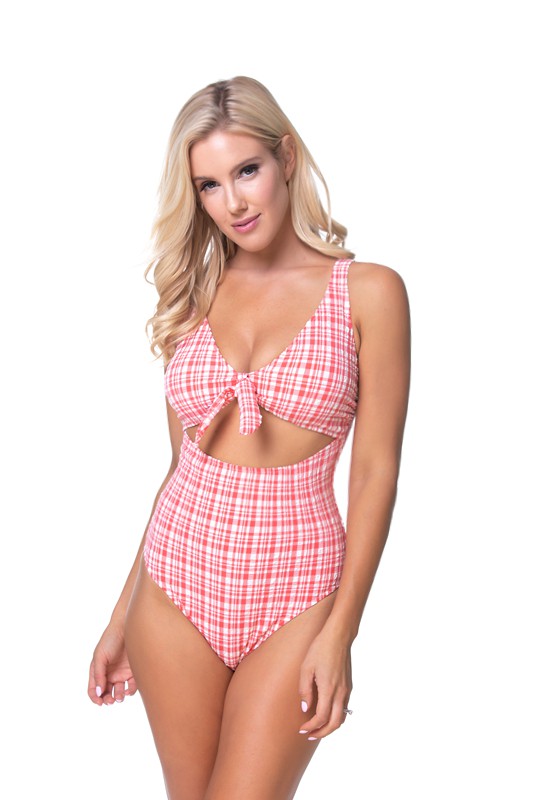 Plaid Cutout One Piece