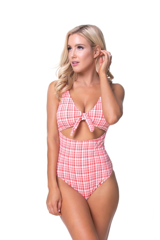 Plaid Cutout One Piece