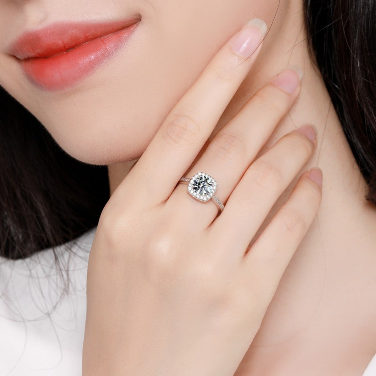 1 Carat Moissanite Sterling Silver Ring - alternate ring view