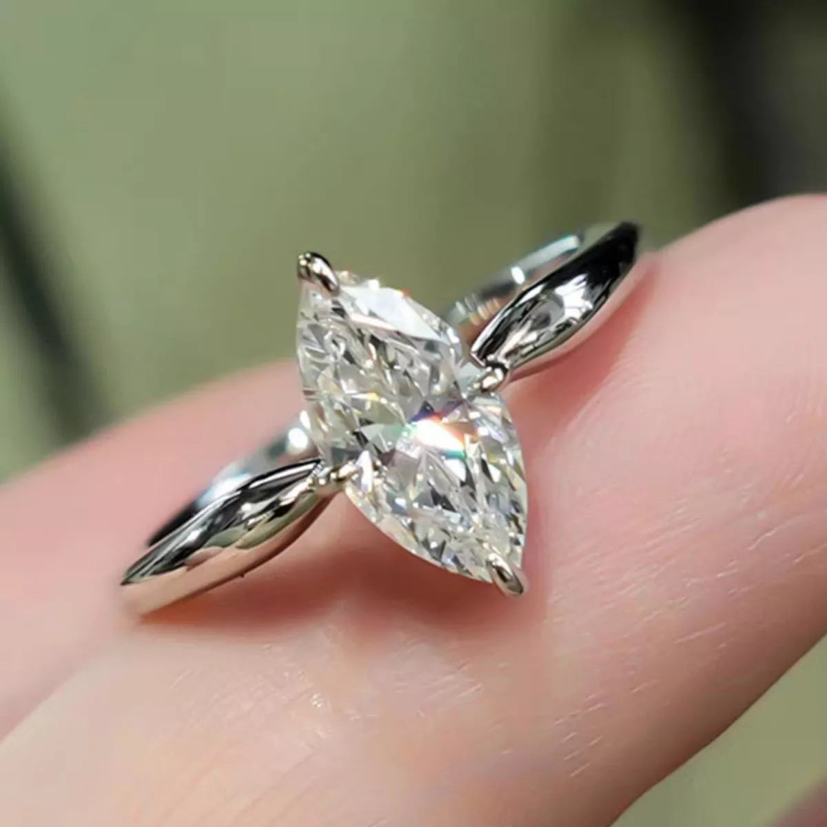 2 Carat Moissanite Sterling Silver Ring in Silver - women's ring