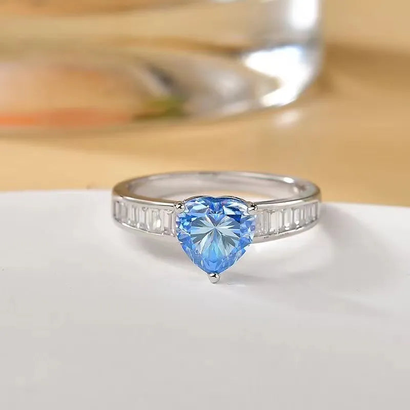 2 Carat Moissanite Sterling Silver Ring in Silver - women's ring