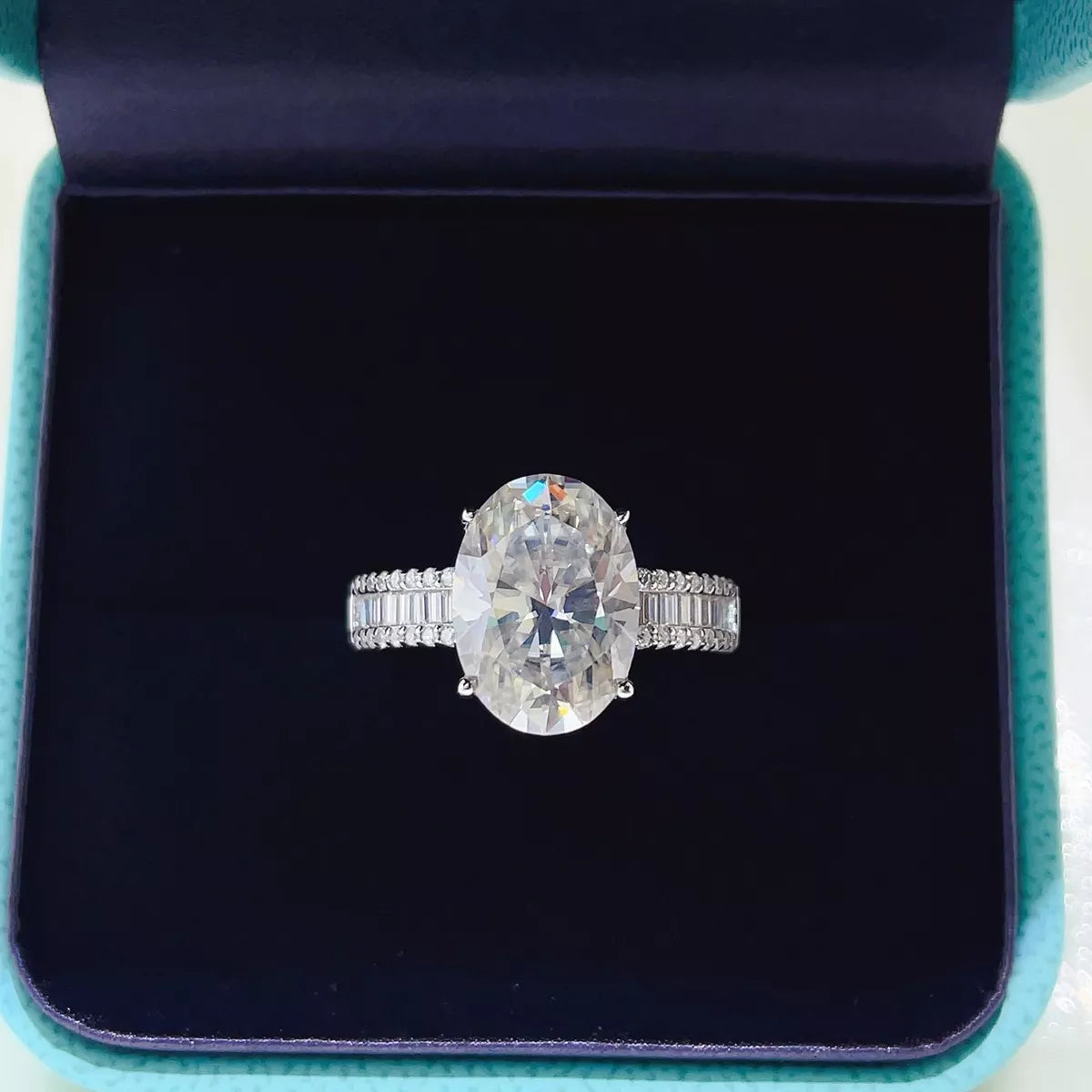 8 Carat Sterling Silver Moissanite Ring in Silver - women's ring