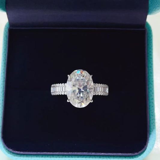8 Carat Sterling Silver Moissanite Ring in Silver - women's ring