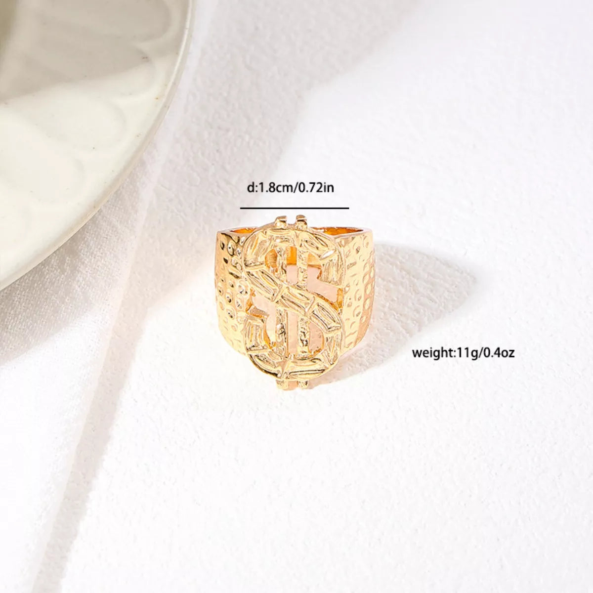 18K Gold-Plated Dollar Sign Ring - alternate ring view