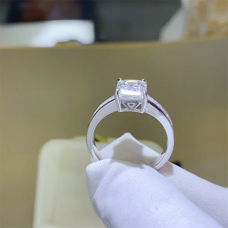3 Carat Moissanite Sterling Silver Ring in Silver - women's ring