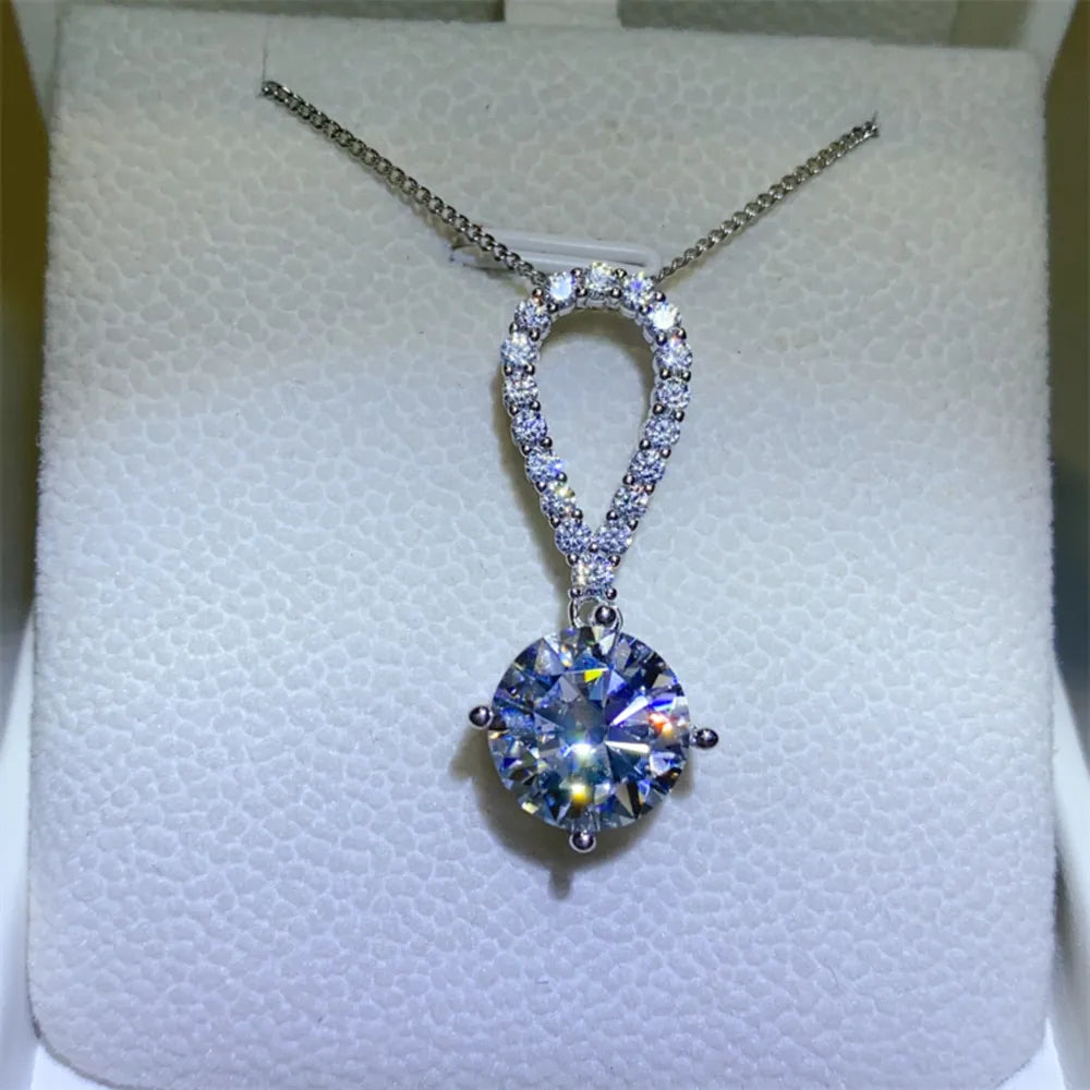 5 Carat Moissanite Sterling Silver Teardrop Necklace in Silver - women's necklace