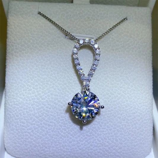 5 Carat Moissanite Sterling Silver Teardrop Necklace in Silver - women's necklace
