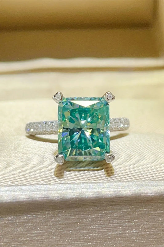 5 Carat Moissanite Sterling Silver Ring in Teal - women's ring