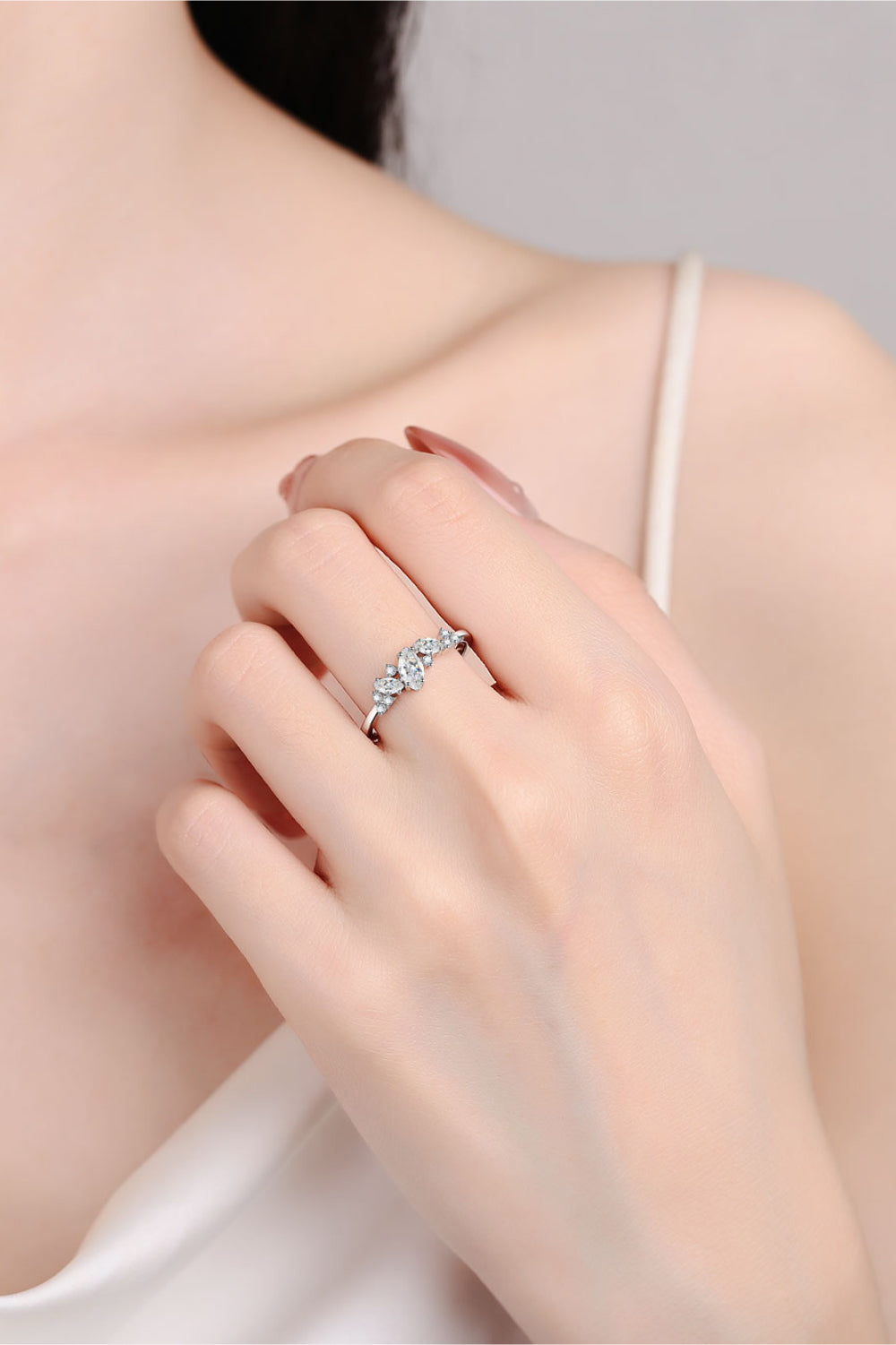 Adored Moissanite Rhodium-Plated Ring in Silver - women's ring