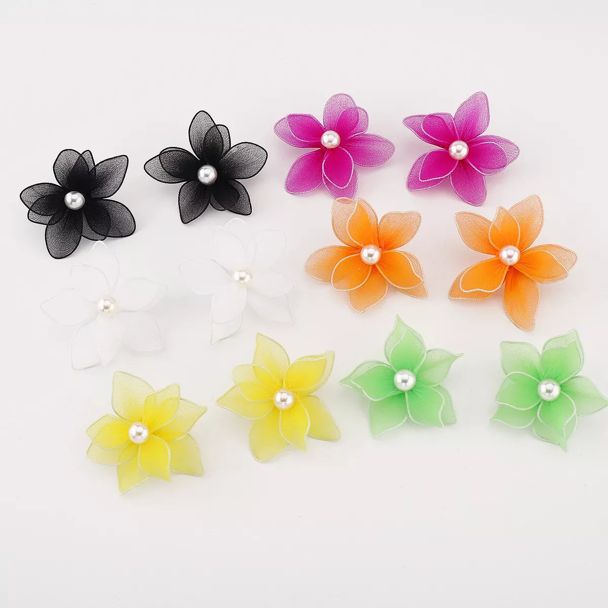 Flower Pearl Stud Earrings in White - women's stud earrings