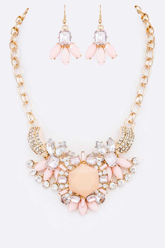 Flower Crystal Pendant Necklace