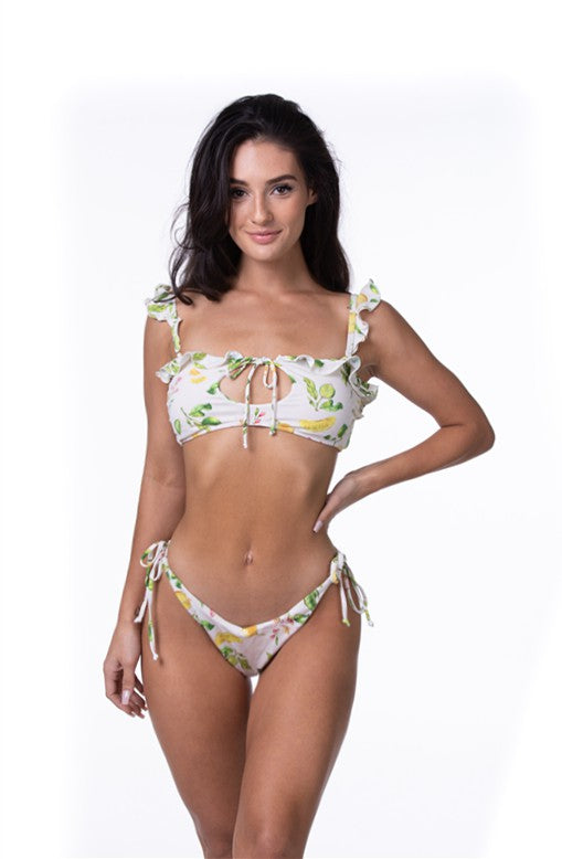 Ruffled Trim Strap Bikini Set